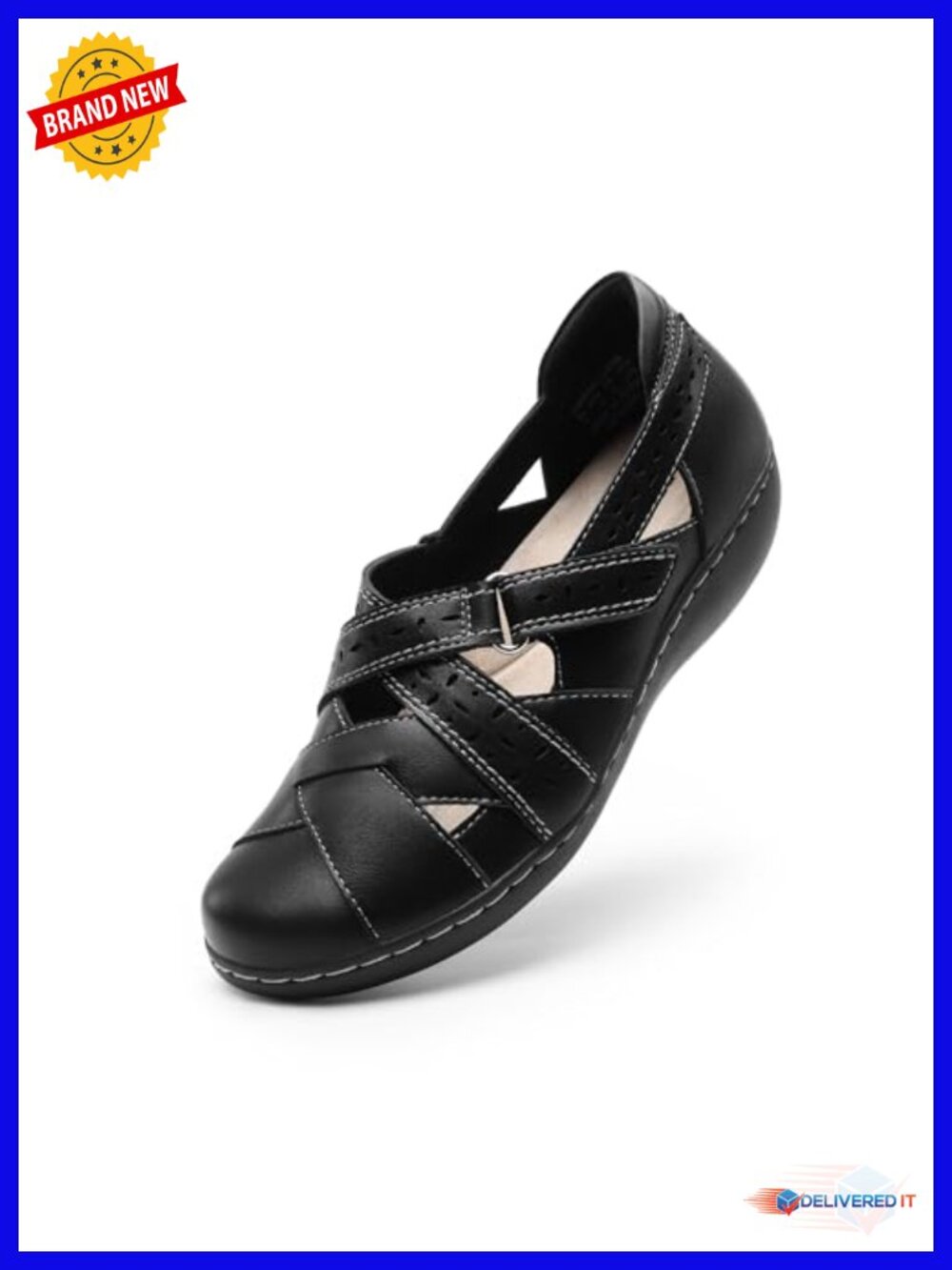 Women's Slip On Comfortable Casual Orthopedic Walking Flats Work Shoes Closed
